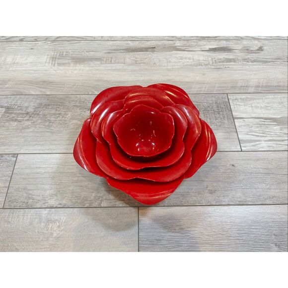 Zak! Designs Red Rose Nesting Bowls 4pc Set - Picture 1 of 11